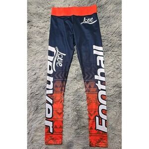 Xlusion Love Football Denver Broncos Women's Leggings Size M Blue Orange NWOT